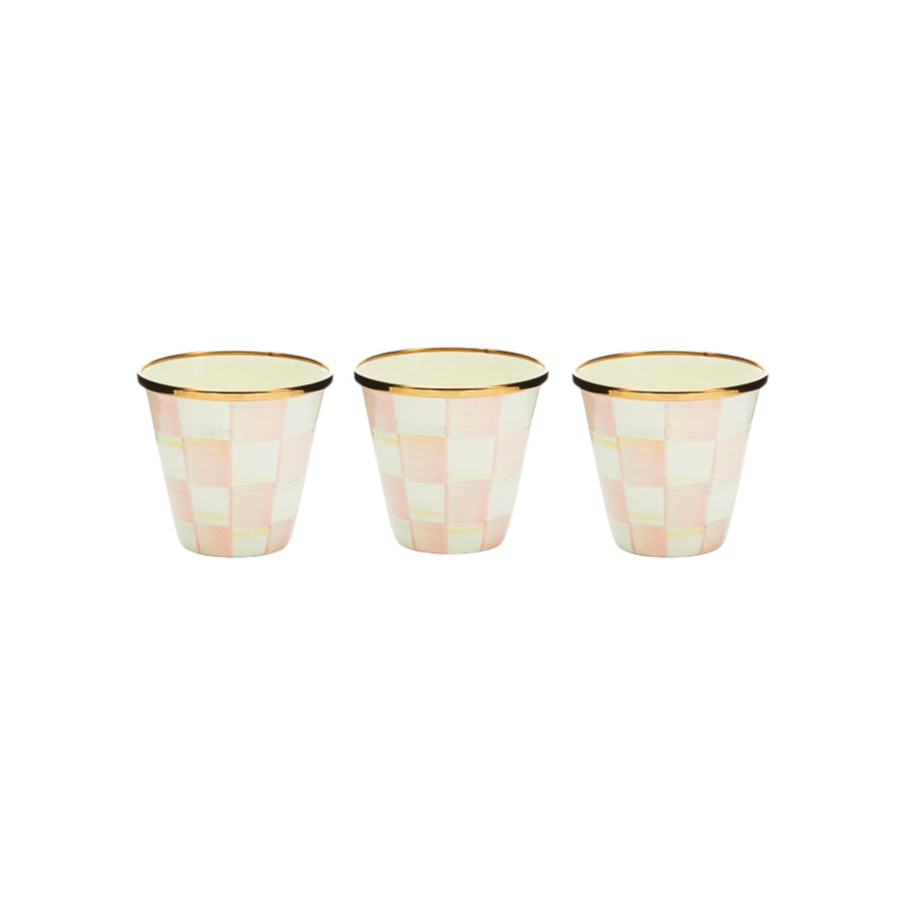MACKENZIE-CHILDS Herb Pots in Rosy Check Set of 3